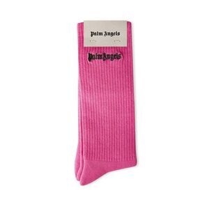PALM ANGELS Ribbed Logo Socks Women PINK Socks & Tights